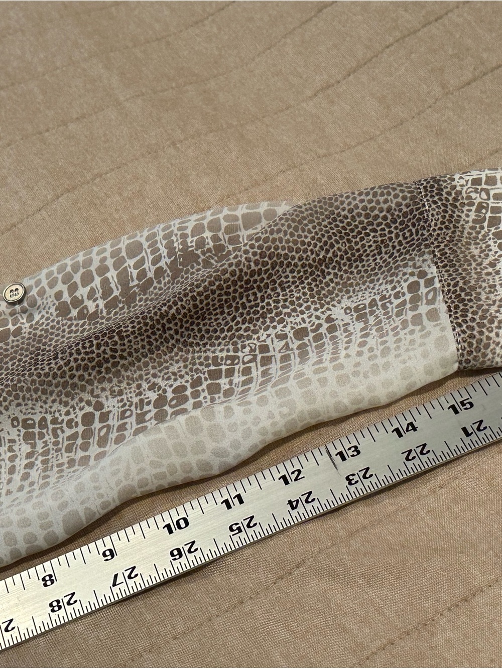 Notations Neutral Snake-Print Button-Front Blouse - Picture 9 of 10